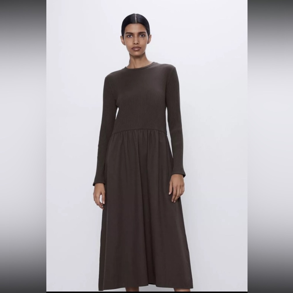 Zara midi brown dress
